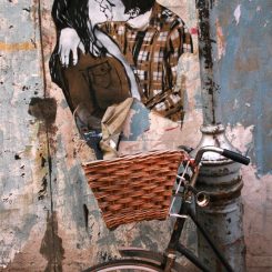 Kissing with bicycle